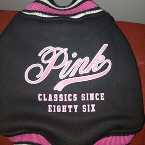 PINK Victoria's Secret Black and Pink Dog Jacket & Pink Sweater